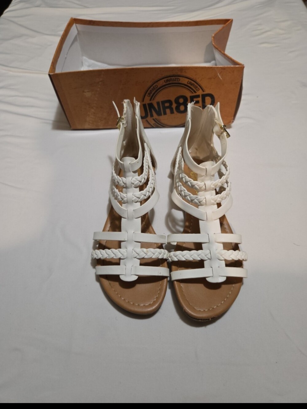 Unr8ed older girl 3.5 white lace sandals #06